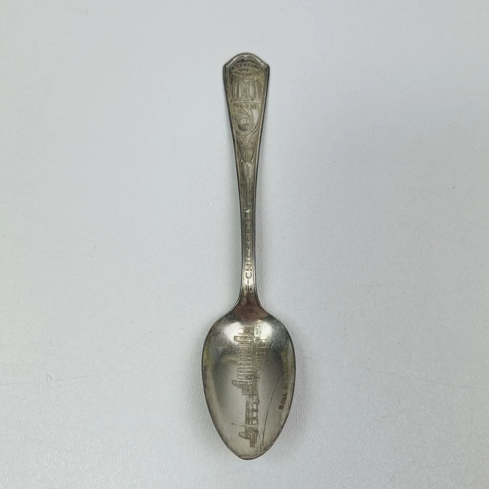 Vtg 1933 A Century of Progress Hall Of Science Silver Plated Souvenir Spoon